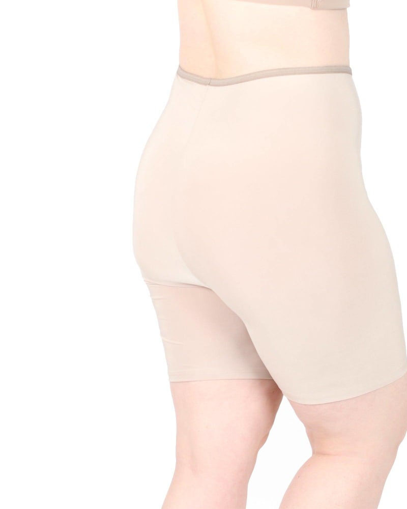 Front of a model wearing a size L Ultra High Waist Anti Chafing Shortlette Slipshort in Light Beige/Ecru by Undersummers. | dia_product_style_image_id:243694